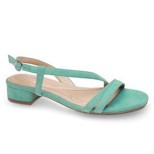 NIB Easy Spirit Glenni Low Block Heel Sandals in turquoise blue suede